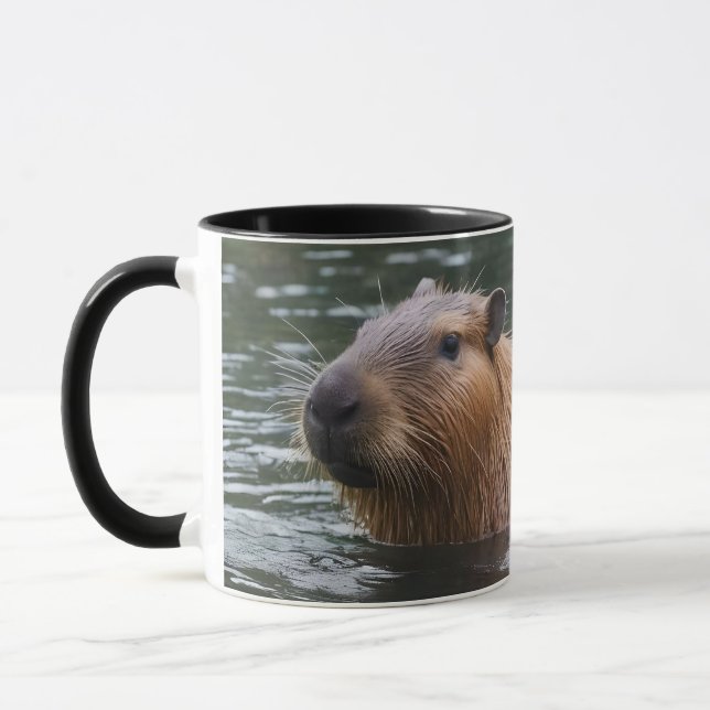 Capybaras' Swimming In The River,  Mug (Left)