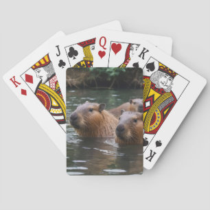 Capybaras' Swimming In The River, Poker Cards