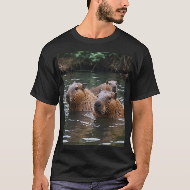 Capybaras' Swimming In The River,  T-Shirt (Front)