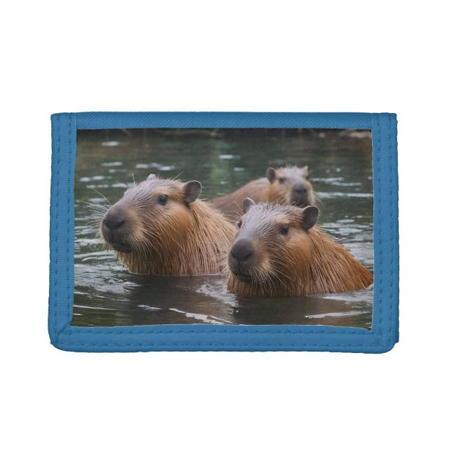 Capybaras' Swimming In The River,  Trifold Wallet (Front)