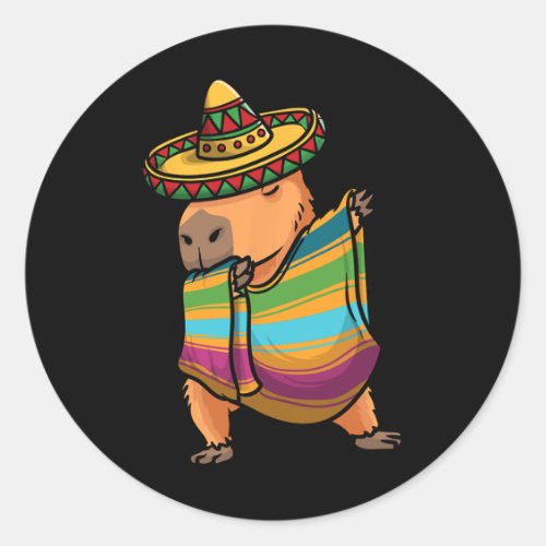 Capybyra Cinco De Mayo Rodent Dab Mexican Kids Men Classic Round Sticker