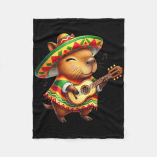 Capybyra Sombrero Guitar Cinco De Mayo Mexican Kid Fleece Blanket