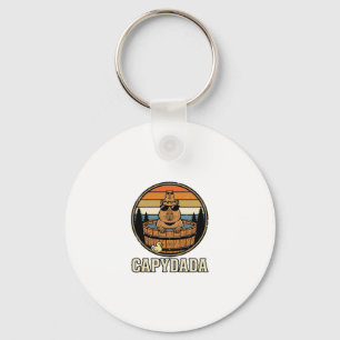 Capydada Capybara Dad Retro Hot Tub Vector Design_ Keychain