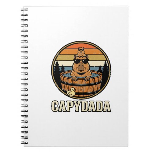 Capydada Capybara Dad Retro Hot Tub Vector Design_ Notebook