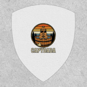Capydada Capybara Dad Retro Hot Tub Vector Design_ Patch