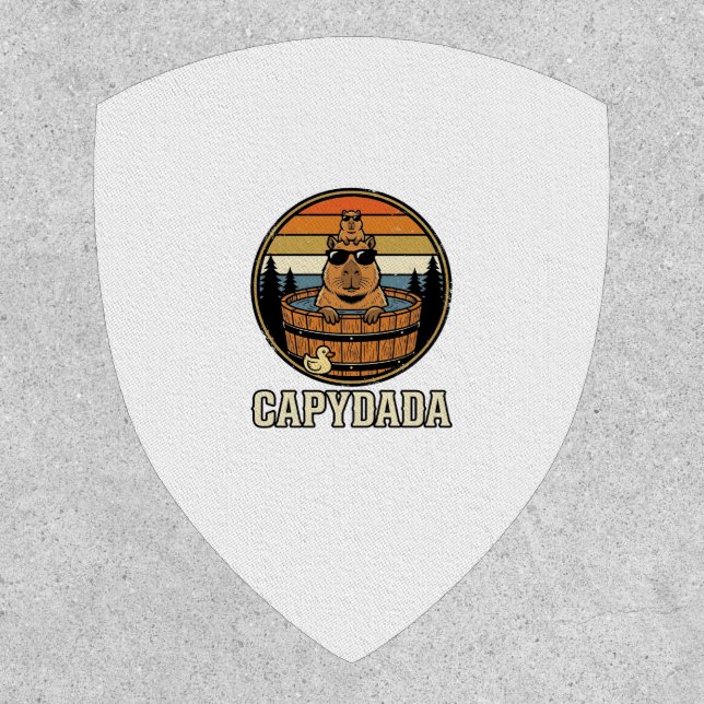Capydada Capybara Dad Retro Hot Tub Vector Design_ Patch (Front)