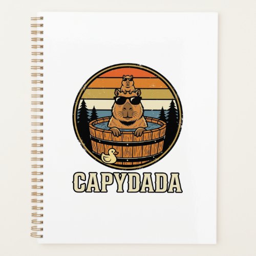 Capydada Capybara Dad Retro Hot Tub Vector Design_ Planner