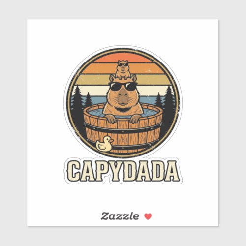 Capydada Capybara Dad Retro Hot Tub Vector Design_ Sticker
