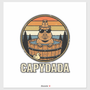 Capydada Capybara Dad Retro Hot Tub Vector Design_ Sticker