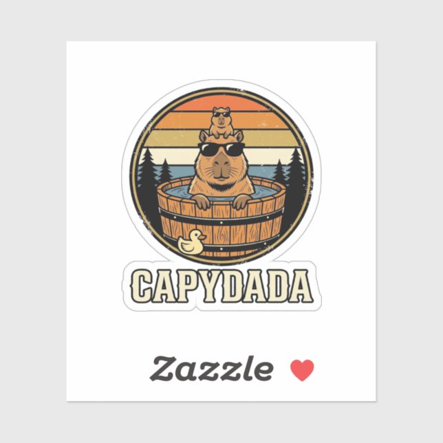 Capydada Capybara Dad Retro Hot Tub Vector Design_ Sticker (Sheet)