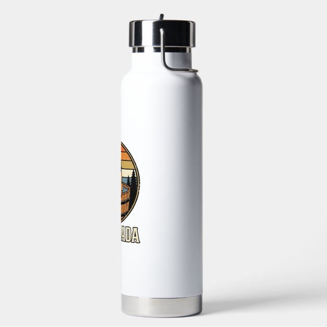 Capydada Capybara Dad Retro Hot Tub Vector Design_ Water Bottle (Left)