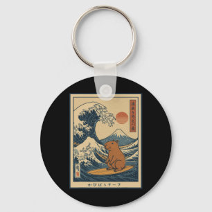 Capyra Calmly Surfing The Great Wave _1 Keychain