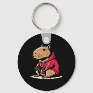 Capyra Gamer Funny Video Gaming Capy Rodent Boys K Keychain