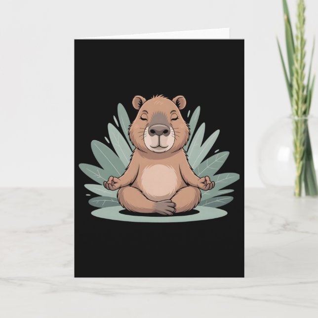 Capyra Meditating Cute Yoga Tee Yogi Meditation  Card (Front)