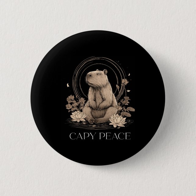 Capyra Peace Cute Yoga  Button (Front)