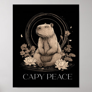Capyra Peace Cute Yoga  Poster