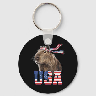 Capyra Usa Patriotic American Flag Men Women Kids Keychain