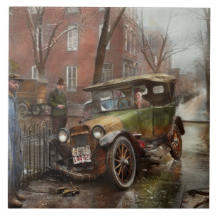 Car Accident - Watch for ice 1921 Ceramic Tile