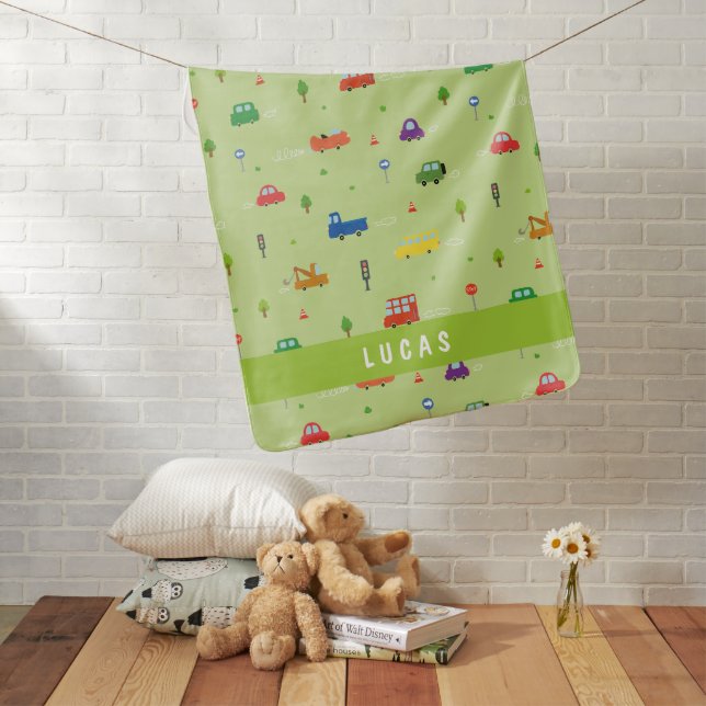 Car Adventure Personalized Baby Blanket (In Situ)