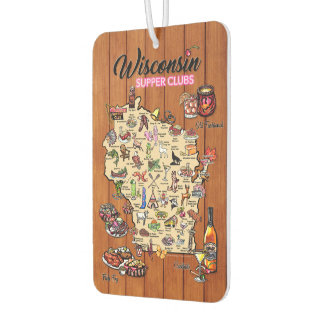 Car Air Freshener - Wisconsin Supper Club Map 