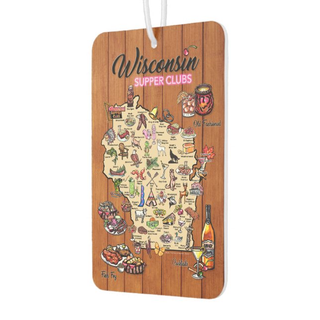 Car Air Freshener - Wisconsin Supper Club Map  (Left)