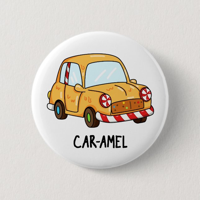 Car-amel Funny Candy Car Pun  Button (Front)