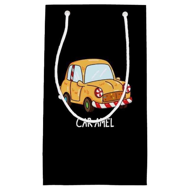 Car-amel Funny Candy Car Pun Dark BG Small Gift Bag (Front)