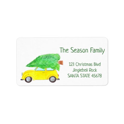 Car and Christmas tree Label