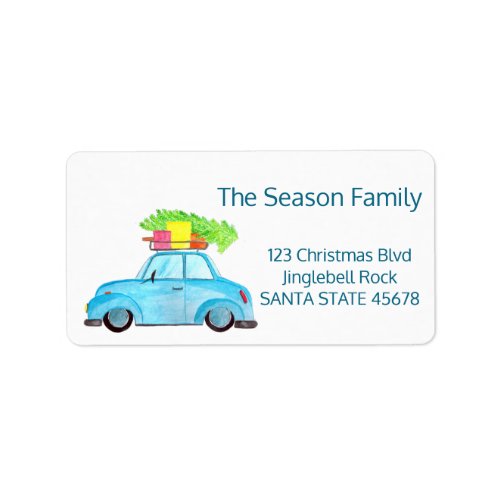 Car and Christmas tree Label