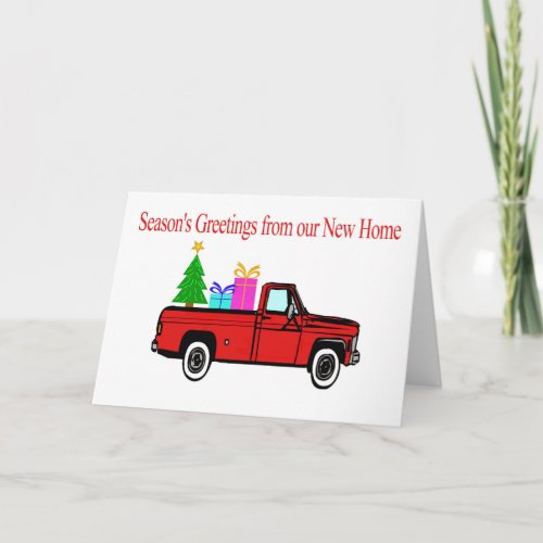 Car and tree Christmas New Address Holiday Card