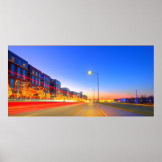 Car and Xmas Lights at Bridge park, Dublin, Ohio Poster