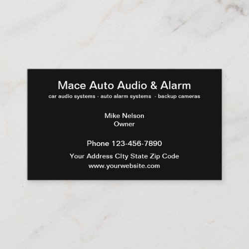 Car Audio And Security Systems Business Card