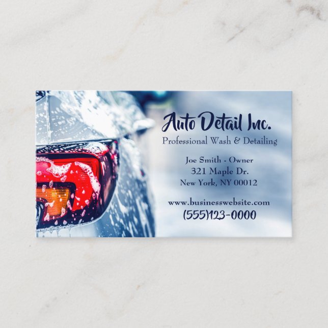 Car Auto Interior Detail Cleaning Wash Service Business Card (Front)