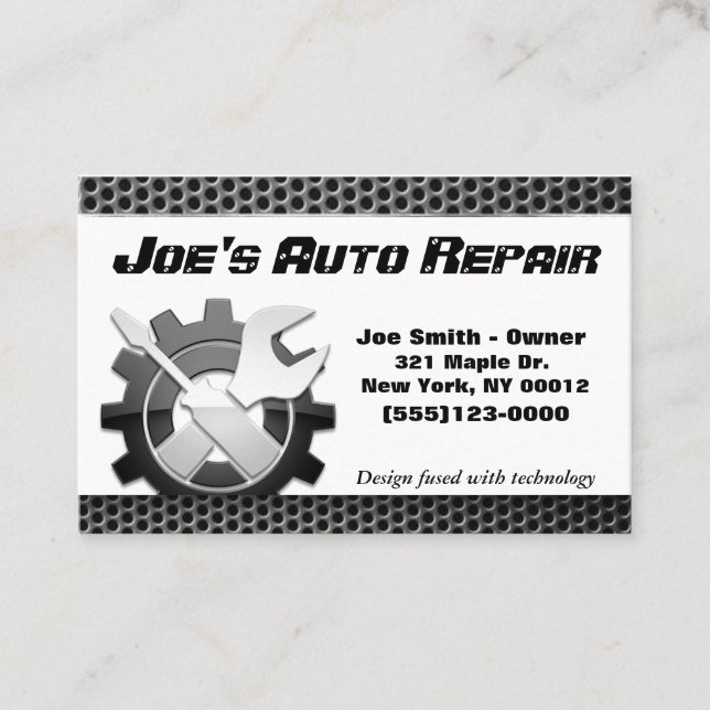 Car Auto Mechanic Engine Repair Service Business Card (Front)
