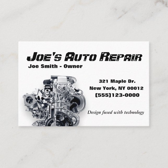 Car Auto Mechanic Repair Motor Service Business Card (Front)
