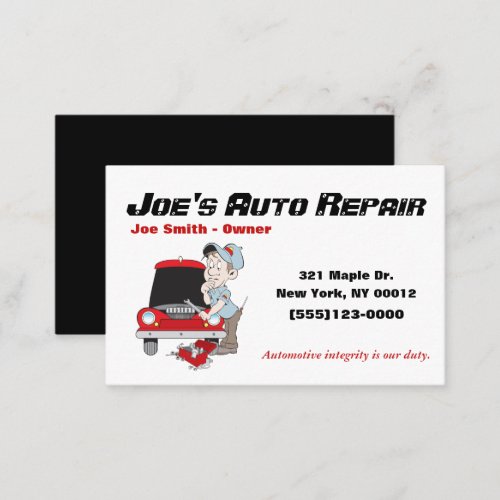 Car Auto Mechanic Repair Motor Service Business Card