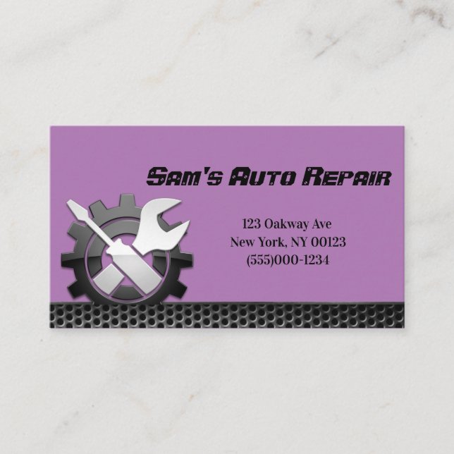 Car Auto Mechanic Repair Service Business Card (Front)
