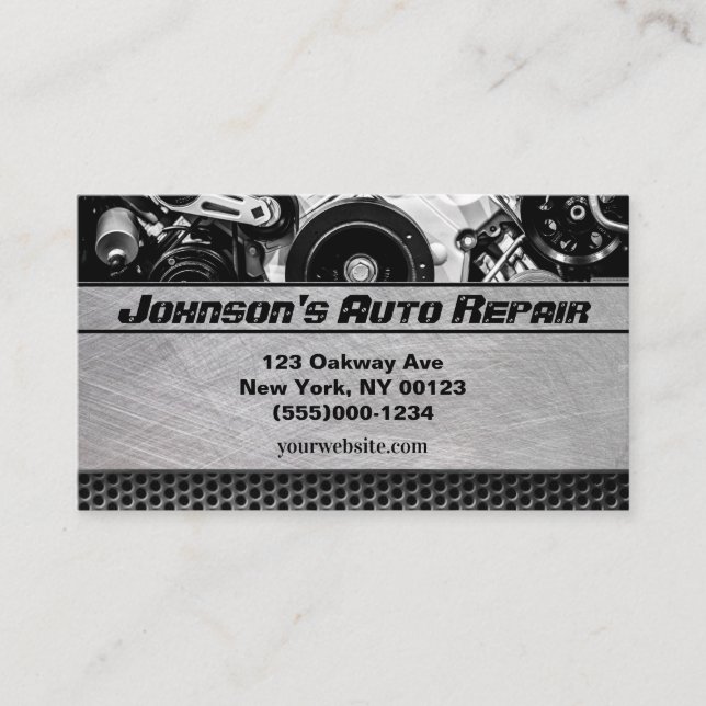 Car Auto Mechanic Repair Service Business Card (Front)