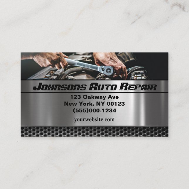 Car Auto Mechanic Repair Service Business Card (Front)