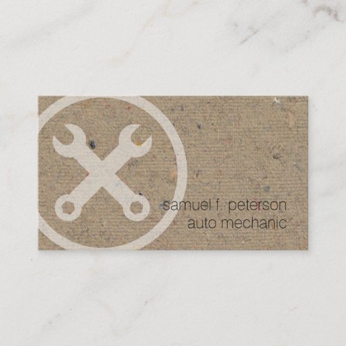 Car Auto Mechanic Wrench Icon Natural PaperTexture Business Card