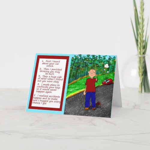 Car Auto Wreck Accident Paper Greeting Card