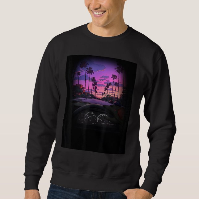 Car automobile driving vehicle  sunset colorful ro sweatshirt (Front)