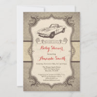 Vintage car baby shower hot sale invitations