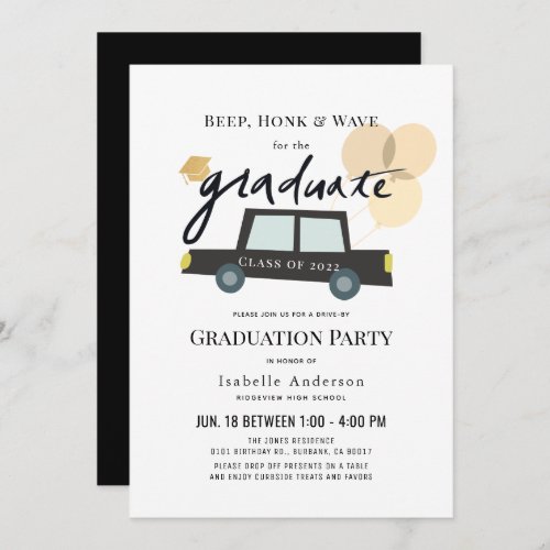 Car Balloons Drive_by Graduation Invitation