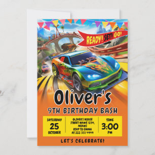Car Birthday invite, Race car Invitation