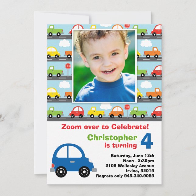 Car Birthday Party Invitation (Front)
