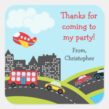 Car Birthday Party Thank You Stickers by eventfulcards at Zazzle