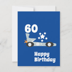 Car Blue Stars 60th Any Age Blue Birthday