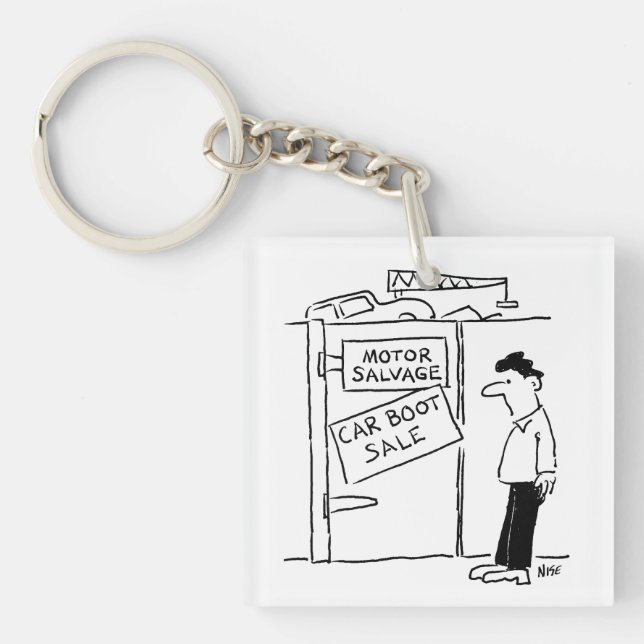 Car Breakers Scrapyard Car Boot Sale Cartoon Keychain (Front)