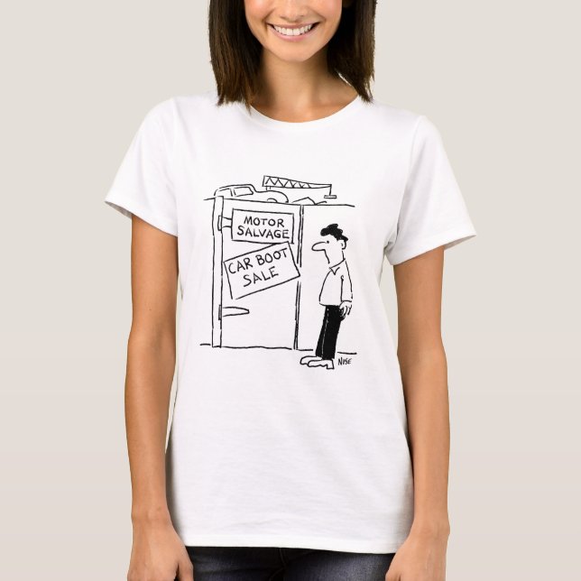 Car Breakers Scrapyard Car Boot Sale Cartoon T-Shirt (Front)